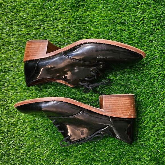 Louise et Cie Shoes Women’s 8M/38 Black Patent Leather Oxford Wooden Heel Point - Picture 7 of 10